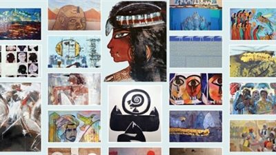 لوحات فناني أفريقيا بملتقى الأقصر الدولي بمركز الهناجر