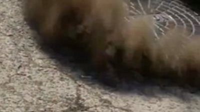 بالفيديو والصور.. لحظة انفجار بالوعة وخروج النيران منها