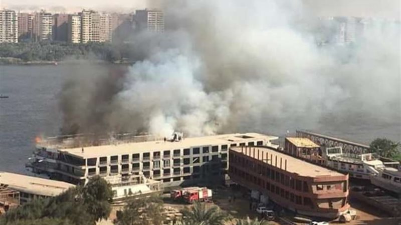  حريق مركب بنيل الحوامدية