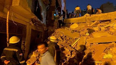 البحث عن مفقود أسفل ركام منزل روض الفرج المنهار