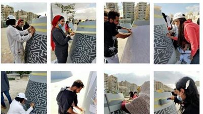 طلاب الكليات الفنية بجامعة حلوان يشاركون في تجميل متحف الحضارة