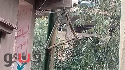 سقوط عمود كهرباء بسبب الطقس السيئ يهدد بكارثة في الغربية | صور