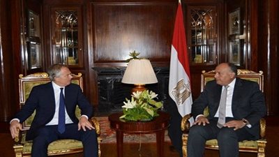 «شكري» يبحث مع «بلير» تحريك عملية السلام بين الفلسطينيين والاحتلال