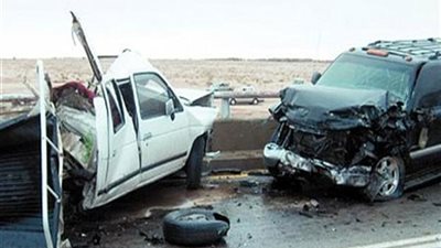 إصابة شخصين في تصادم 5 سيارات أعلى محور صفط اللبن