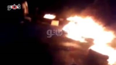 بالفيديو.. عناصر «الإرهابية» يشعلون الإطارات ويقطعون الطريق الزراعى بالفيوم