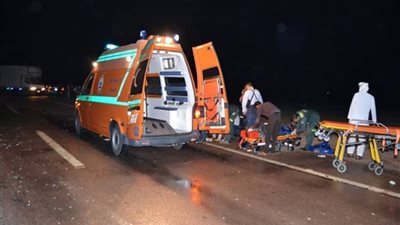 مصرع شخصين صدمتهم سيارة طائشة بدون لوحات بطريق طنطا