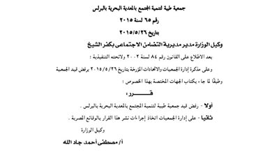 رفض قيد جمعيتين بمحافظة كفر الشيخ