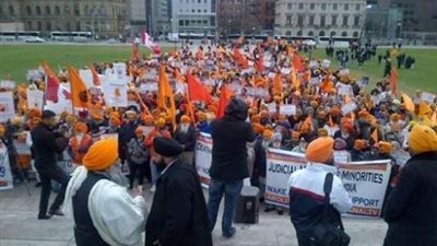 السيخ يتظاهرون في جنيف للمطالبة بالتحقيق في مجزرة تاريخية بالهند