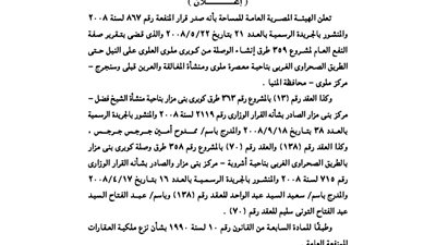 إعلانات هيئة المساحة بالمنيا