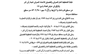 اعتماد تقسيم مشروع زينب الشيال بـ رأس البر