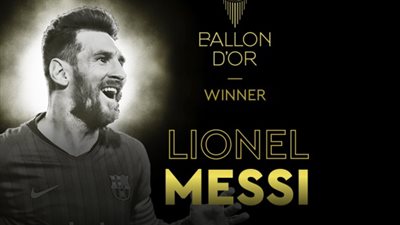 ميسي يفوز بالكرة الذهبية للمرة السادسة في تاريخه
