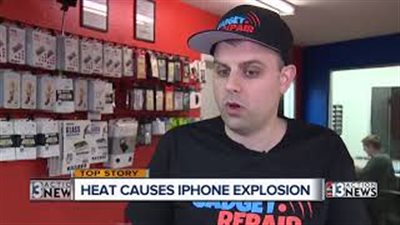 انفجار آي فون داخل ورشة للإصلاح بسبب بطارية تالفة (فيديو)