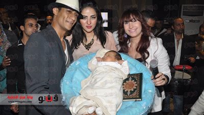 بالصور.. جلسة صلح بين «عبد المنعم وبوسي» في «عقيقة» نجل محمد رمضان