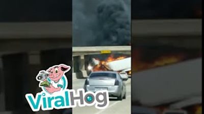 لحظة اشتعال النيران في شاحنة ضخمة (فيديو)