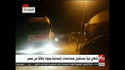 وصول مساعدات إنسانية من مصر إلى غزة (فيديو)