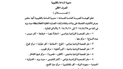 إعلانات مديرة المساحة بالقليوبية