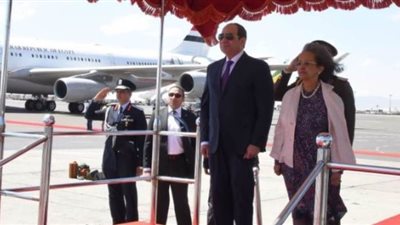 4 صور ترصد استقبال رئيسة إثيوبيا للسيسي في مطار أديس أبابا