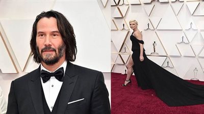 الأسود لون مشترك بين تشارليز ثيرون وكيانو ريفز بحفل الأوسكار 2020 | صور