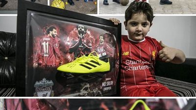 «محمد صلاح» يمنح هدية ثمينة لطفل سوري فقد ساقه
