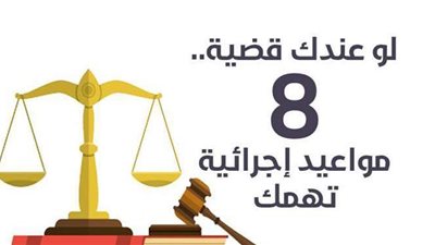لو عندك قضية.. 8 مواعيد إجرائية تهمك| إنفوجراف