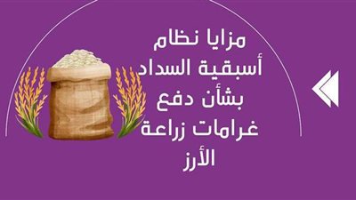 مزايا نظام أسبقية السداد بشأن دفع غرامات زراعة الأرز | إنفوجراف