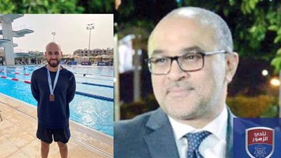 حسام بلال لاعب الزهور يحصد ثالث كأس مصر لسباحة الأساتذة