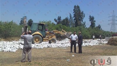 بالصور.. إزالة 7 حالات تعد على الأراضي الزراعية بطوخ