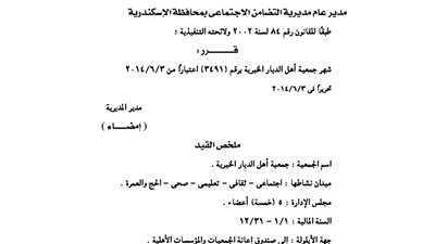 إشهار جمعية أهل الديار الخيرية