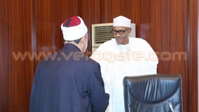 بالصور.. شيخ الأزهر للرئيس النيجيري: عازمون على مواجهة الإرهاب