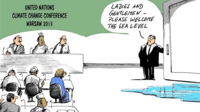 كاريكاتير يسخر من انعقاد مؤتمر الأمم المتحدة حول تغير المناخ