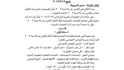 قيد جمعية النفس الصافية للخدمات الاجتماعية بالقاهرة