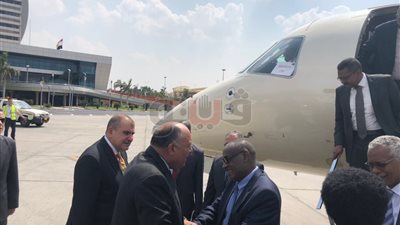 وزير خارجية السودان يصل القاهرة وشكري يستقبله بالمطار