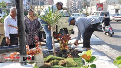 بالصور.. حملة لتجميل ميدان الاستاد ومساكن اللاسلكى ببورسعيد