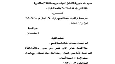إشهار جمعية بئر الخيرات للتنمية
