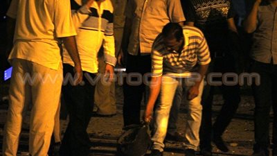 المعمل الجنائى يعاين موقع انفجار الأمن الوطنى بشبر الخيمة