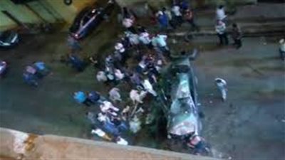 سقوط سيارة من أعلى كوبري أكتوبر داخل مستشفى العباسية