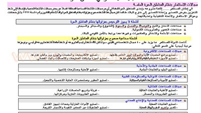 بالصور.. ننشر شروط الاستثمار في المناطق الحرة
