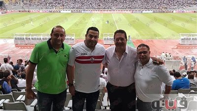 بالصور.. نائب رئيس الزمالك في برج العرب لمساندة فريقه أمام أهلي طرابلس