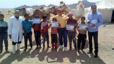 وصول القافلة العلاجية إلى مضمار الهجن لفحص الإبل بشرم الشيخ