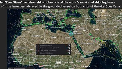 صورة عكست عبقرية موقع مصر.. تعطل قناة السويس يشل حركة العالم