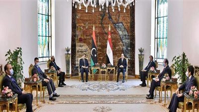 السيسي يستقبل المنفي.. الرئيس يؤكد: ثبات الموقف المصري.. إنهاء التدخل الأجنبي وخروج المرتزقة.. والدعم الكامل والمطلق للسلطة التنفيذية الجديدة