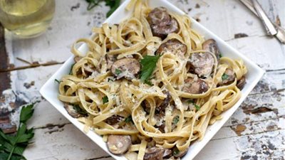 فيتوتشينى بالمشروم والزعتر من مطبخ بسمة السباعي