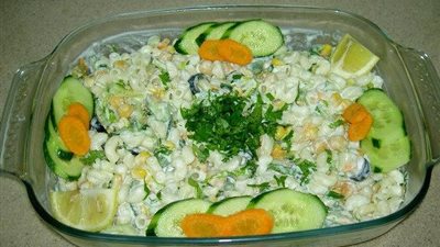 طريقة إعداد «سلطة المكرونة بالحمص وصوص الزبادي والمايونيز»