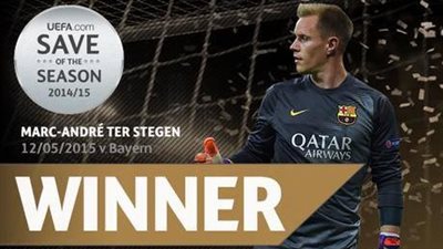 رسميًا.. «شتيجن» يفوز بأفضل «تصدٍ» في أوربا