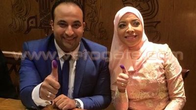 بالصور.. عقد قران «أحمد» ونوارة الوسط الصحفي «سهيلة» بمسجد الشرطة