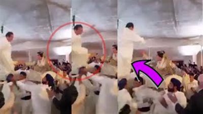 بالفيديو.. سقوط مروع لعريس أمام المعازيم