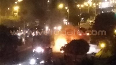 بالصور.. انفجار سيارة بمنطقة الأهرام في بنها