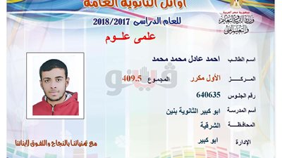 الأول مكرر بالثانوية: «كان نفسي أطلع لاعب كرة قدم ووالدي رفض»