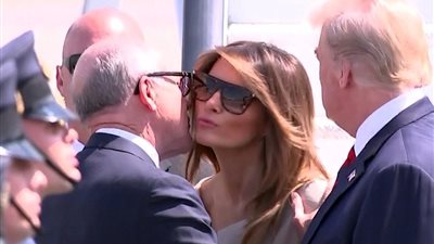 حماية مشددة لترامب وميلانيا فور وصولهما لبريطانيا (صور)