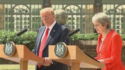 ترامب: اتفقت مع ماي على حظر نووي إيران